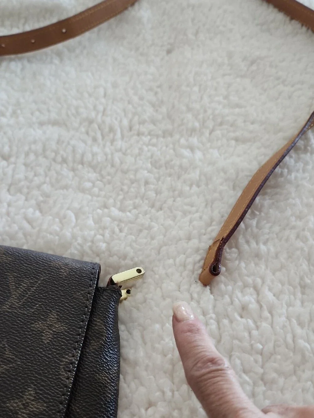 Louis Vuitton Brown Monogram Crossbody with Tan Strap